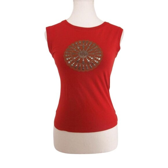 Escada Sport Rust Short Sleeve Tshirt Top W. Front Design - Picture 1 of 6